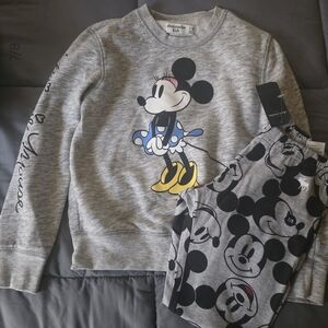 Abercrombie Kids Gray and Blue Minnie Mouse Pajama Set